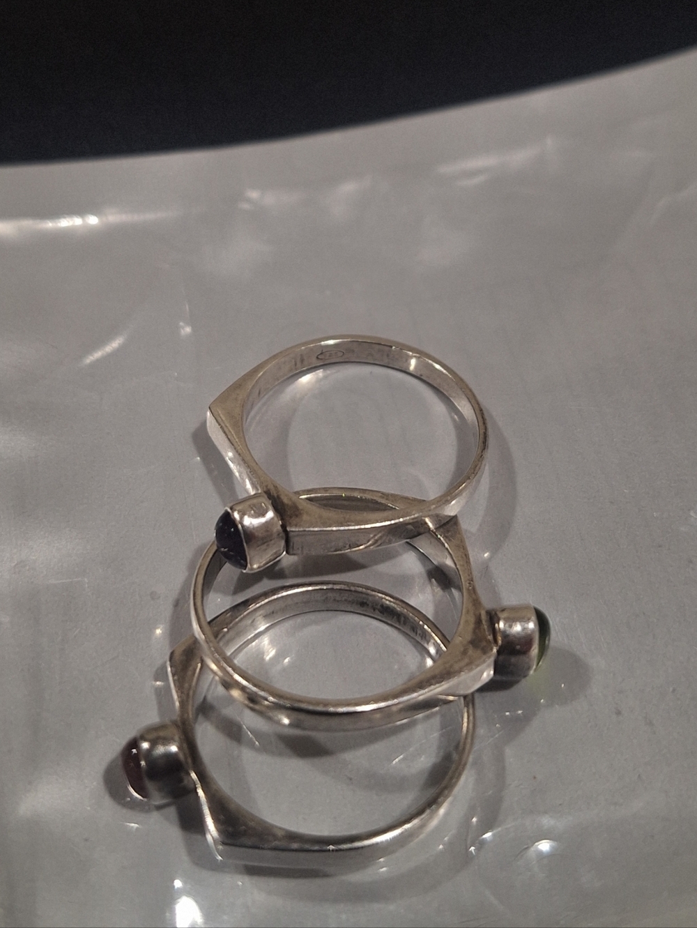 3 Vintage Sterling Multi-Gemstone Stack Ring (Size 8.75) - Picture 8 of 10